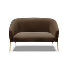 Sofá 2 Lugares Namoradeira Pé De Ferro Dourado Stella Suede D