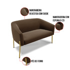 Sofá 2 Lugares Namoradeira Pé De Ferro Dourado Stella Suede D
