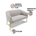 Sofá 2 Lugares Namoradeira Pé De Ferro Dourado Stella Veludo