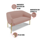 Sofá 2 Lugares Namoradeira Pé De Ferro Dourado Stella Veludo