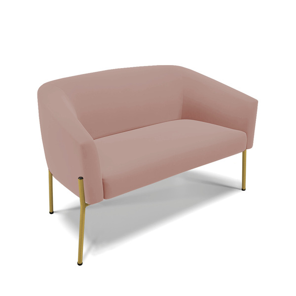 Sofá 2 Lugares Namoradeira Pé De Ferro Dourado Stella Veludo