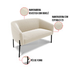 Sofá 2 Lugares Namoradeira Pé De Ferro Preto Stella Bouclê Be