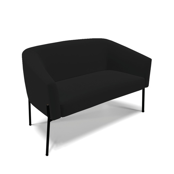 Sofá 2 Lugares Namoradeira Pé De Ferro Preto Stella Linho D03