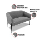 Sofá 2 Lugares Namoradeira Pé De Ferro Preto Stella Linho D03