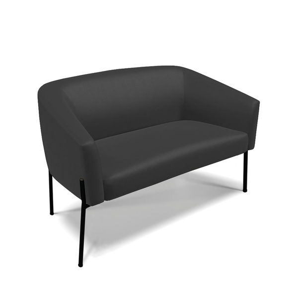 Sofá 2 Lugares Namoradeira Pé De Ferro Preto Stella Sintético