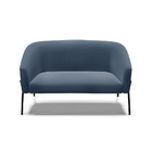 Sofá 2 Lugares Namoradeira Pé De Ferro Preto Stella Suede Azu