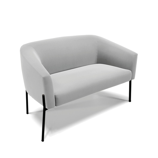 Sofá 2 Lugares Namoradeira Pé De Ferro Preto Stella Suede Cin