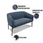Sofá 2 Lugares Namoradeira Pé De Ferro Preto Stella Suede D03
