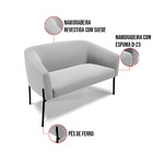 Sofá 2 Lugares Namoradeira Pé De Ferro Preto Stella Suede D03