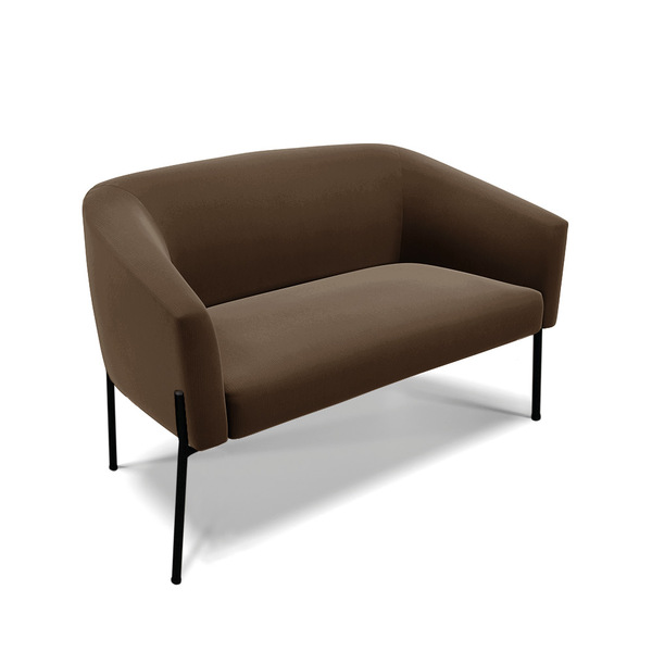 Sofá 2 Lugares Namoradeira Pé De Ferro Preto Stella Suede Mar