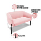 Sofá 2 Lugares Namoradeira Pé De Ferro Preto Stella Suede Ros