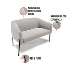 Sofá 2 Lugares Namoradeira Pé De Ferro Preto Stella Veludo D0