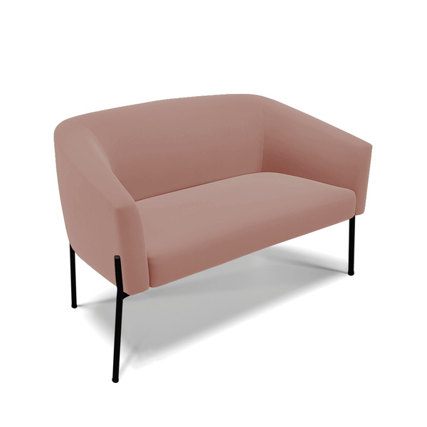 Sofá 2 Lugares Namoradeira Pé De Ferro Preto Stella Veludo D0