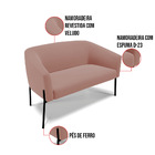 Sofá 2 Lugares Namoradeira Pé De Ferro Preto Stella Veludo D0