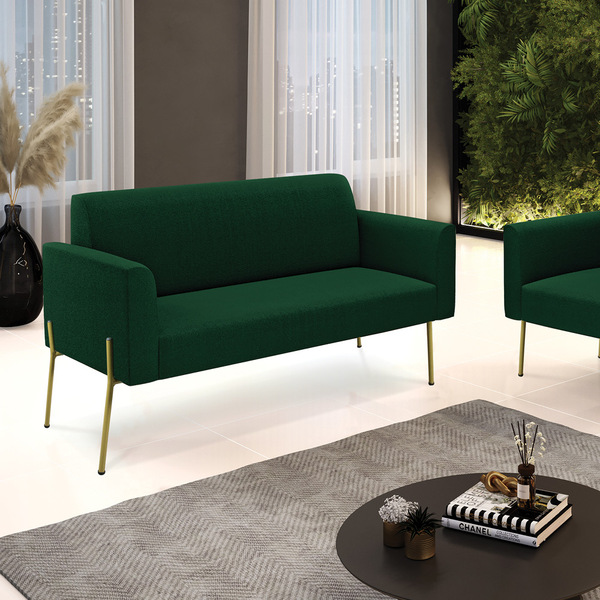 Sofá 2 Lugares Namoradeira Pé Ferro Dourado Marisa Bouclê D03