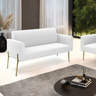 Sofá 2 Lugares Namoradeira Pé Ferro Dourado Marisa Bouclê Off