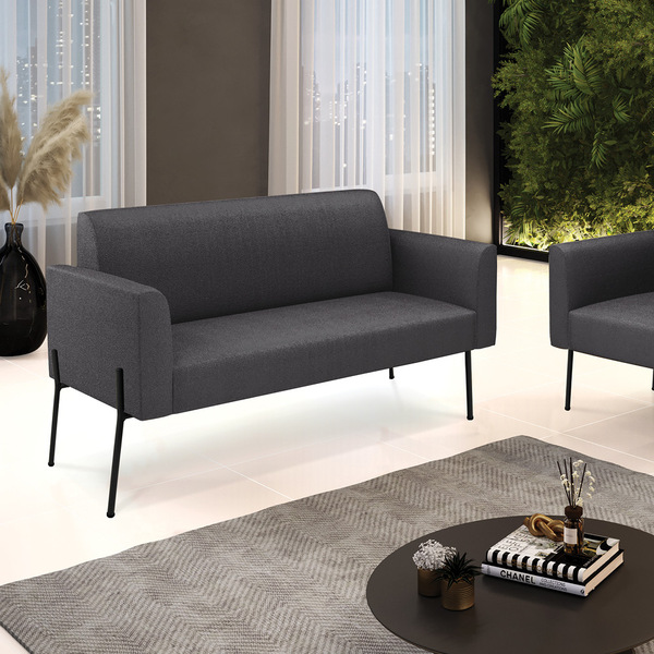 Sofá 2 Lugares Namoradeira Pé Ferro Preto Marisa Bouclê D03 -