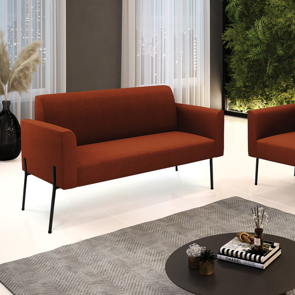 Sofá 2 Lugares Namoradeira Pé Ferro Preto Marisa Bouclê D03 -