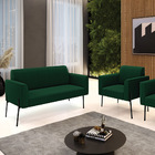 Sofá 2 Lugares Namoradeira Pé Ferro Preto Marisa Bouclê Verde