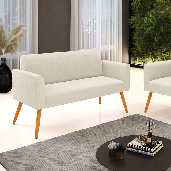 Sofá 2 Lugares Namoradeira Pé Palito Castanho Marisa Bouclê -