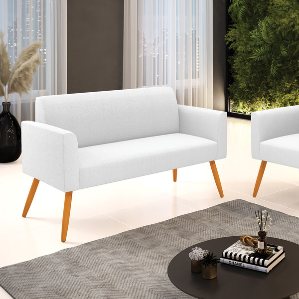 Sofá 2 Lugares Namoradeira Pé Palito Castanho Marisa Bouclê O