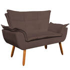 Sofá 2 Lugares Namoradeira Pé Palito Castanho Opala Suede D03