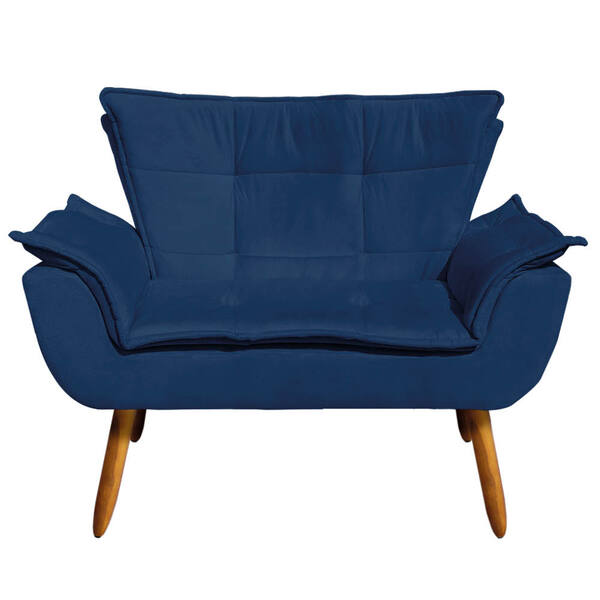 Sofá 2 Lugares Namoradeira Pé Palito Castanho Opala Suede D03