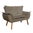 Sofá 2 Lugares Namoradeira Pé Palito Castanho Opala Suede D03