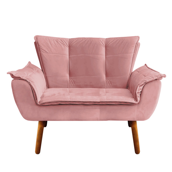 Sofá 2 Lugares Namoradeira Pé Palito Castanho Opala Veludo Ro