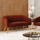 Sofá 2 Lugares Namoradeira Pé Palito Castanho Stella Bouclê D