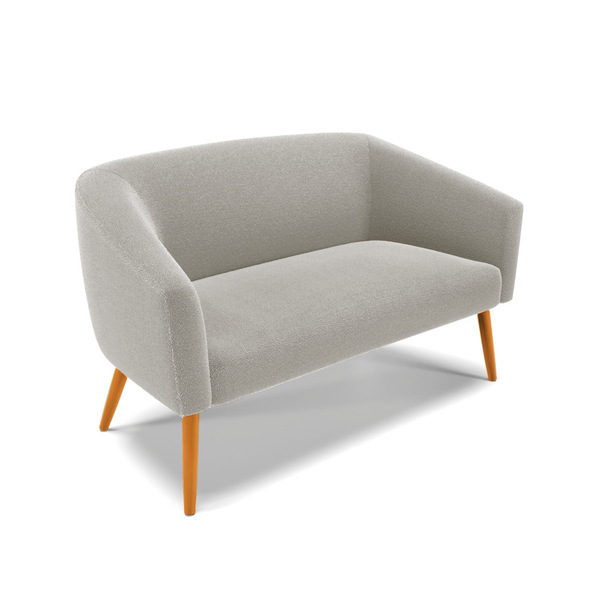 Sofá 2 Lugares Namoradeira Pé Palito Castanho Stella Bouclê D