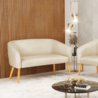 Sofá 2 Lugares Namoradeira Pé Palito Castanho Stella Sintétic