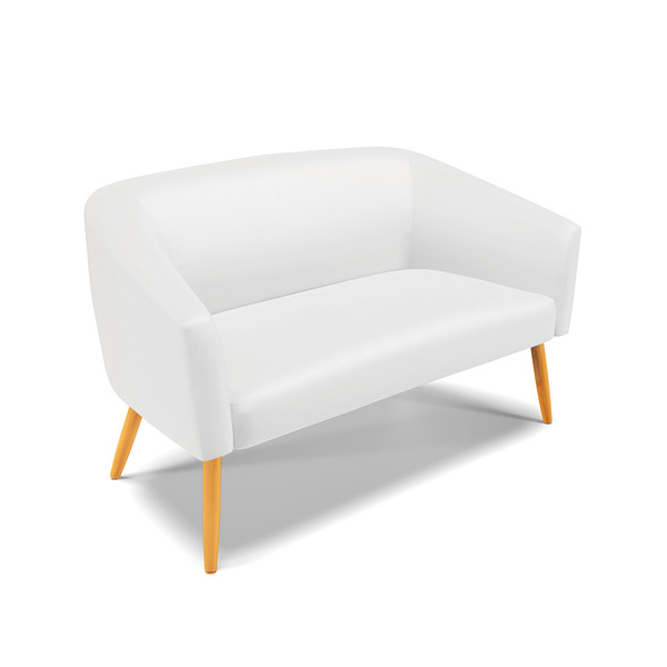 Sofá 2 Lugares Namoradeira Pé Palito Castanho Stella Sintétic