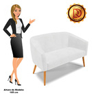 Sofá 2 Lugares Namoradeira Pé Palito Castanho Stella Sintétic