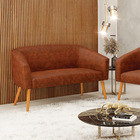 Sofá 2 Lugares Namoradeira Pé Palito Castanho Stella Sintétic