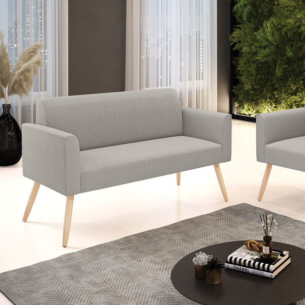 Sofá 2 Lugares Namoradeira Pé Palito Natural Marisa Bouclê Ci