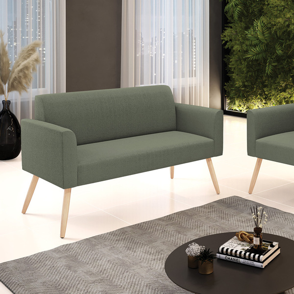 Sofá 2 Lugares Namoradeira Pé Palito Natural Marisa Bouclê Pi