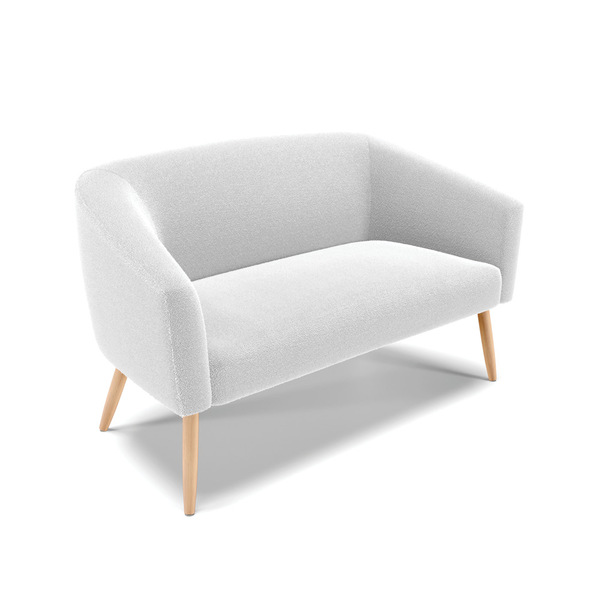 Sofá 2 Lugares Namoradeira Pé Palito Natural Stella Bouclê D0
