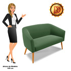 Sofá 2 Lugares Namoradeira Stella Pés Palito Castanho Suede V