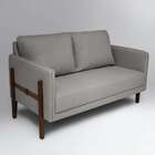 Sofá 2 Lugares Nice Linho Cinza E Imbuia