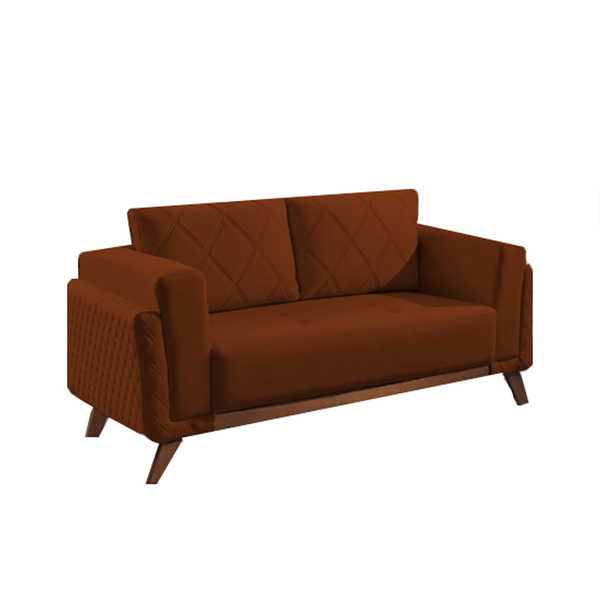 Sofá 2 Lugares Ocre Em Veludo 1,57m Eileen