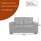 Sofá 2 Lugares Olga 151cm Couro Preto - Sallar Home