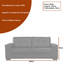 Sofá 2 Lugares Olga 206cm Couro Preto - Sallar Home