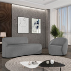 Sofá 2 Lugares Orgânico 140cm Morgan E Poltrona Lua Linho Gra