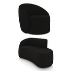 Sofá 2 Lugares Orgânico 140cm Morgan E Poltrona Lua Suede Pre