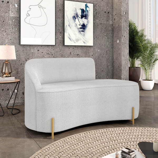 Sofá 2 Lugares Orgânico 140cm Morgan Pé Aço Dourado Bouclê D0