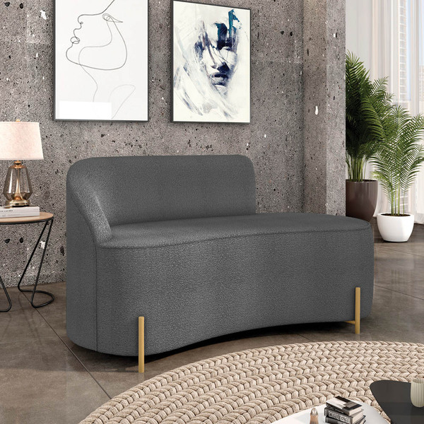 Sofá 2 Lugares Orgânico 140cm Morgan Pé Aço Dourado Bouclê D0