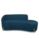 Sofá 2 Lugares Orgânico 140cm Pé Dourado Morgan Bouclê Azul