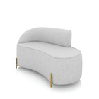 Sofá 2 Lugares Orgânico 140cm Pé Dourado Morgan Linho D03 - D