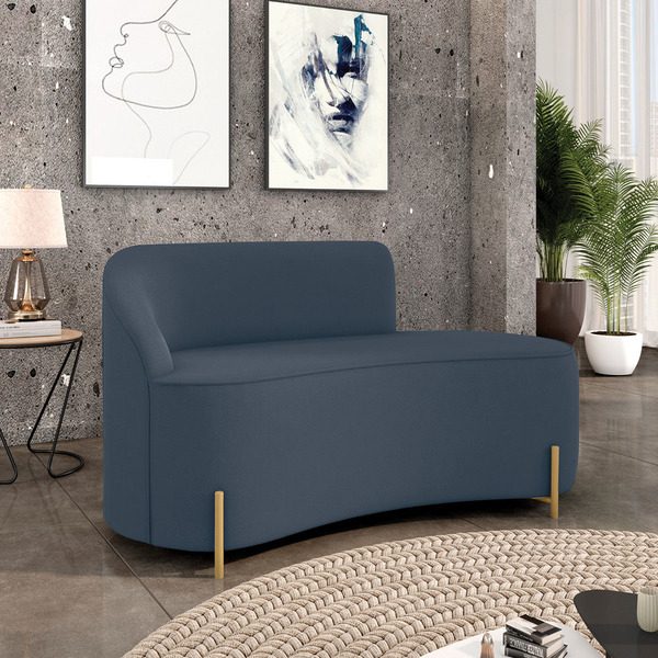 Sofá 2 Lugares Orgânico 140cm Pé Dourado Morgan Suede D03 - D
